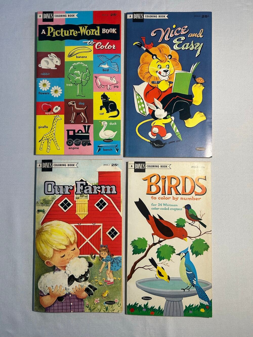 Lot of 4 Vintage Whitman Unused Coloring Books ~1965 & 1966